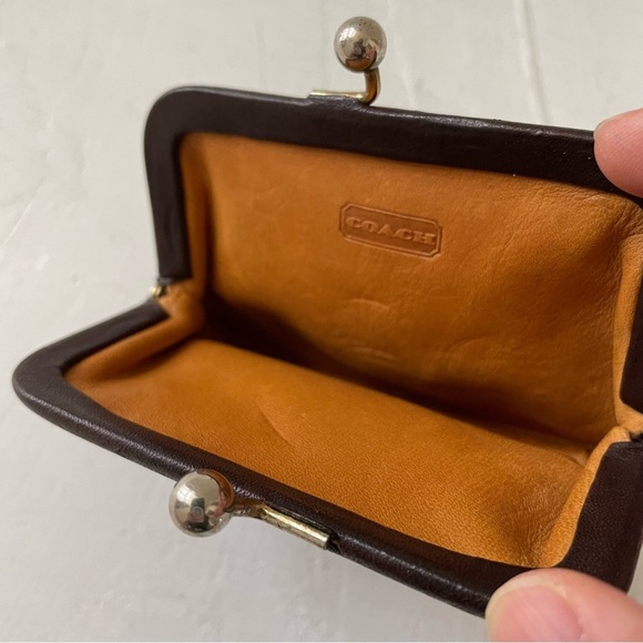 Vintage Coach Mahogany Leather Kisslock Coin Wallet Pouch - Picture 3 of 11
